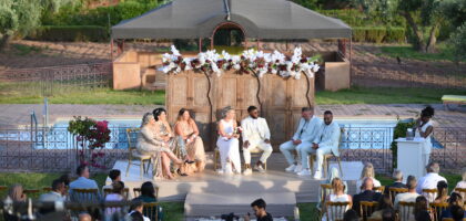 Traiteur à Marrakech préparant un buffet de mariage traditionnel